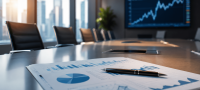 Real Investor mesa de reunião corporativa com relatórios financeiros e gráficos em ambiente empresarial moderno, representando movimentação relevante de investidor institucional no mercado acionário brasileiro