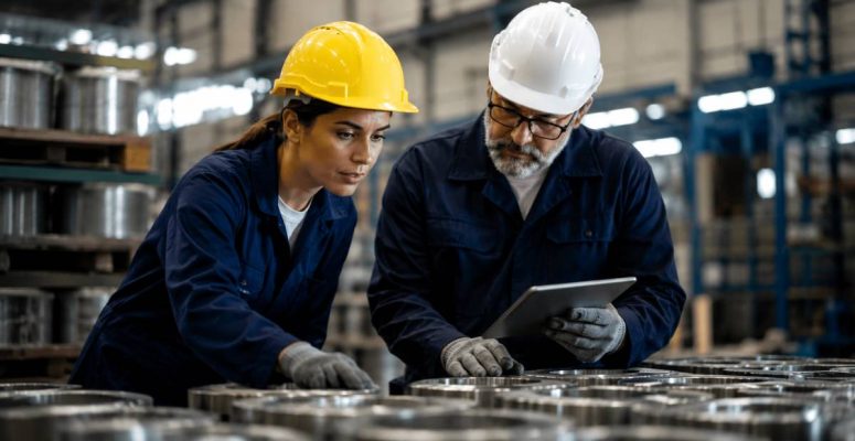 inflação — profissionais analisam produção industrial em fábrica durante divulgação do índice de inflação ao produtor (IPP) dos Estados Unidos