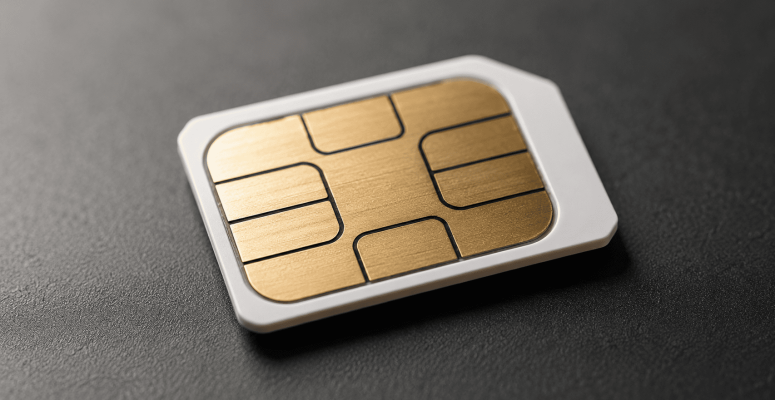 Chip de celular da Vivo em close-up sobre superfície escura, em imagem corporativa realista usada como capa de notícia sobre telecomunicações, fibra e serviços móveis.